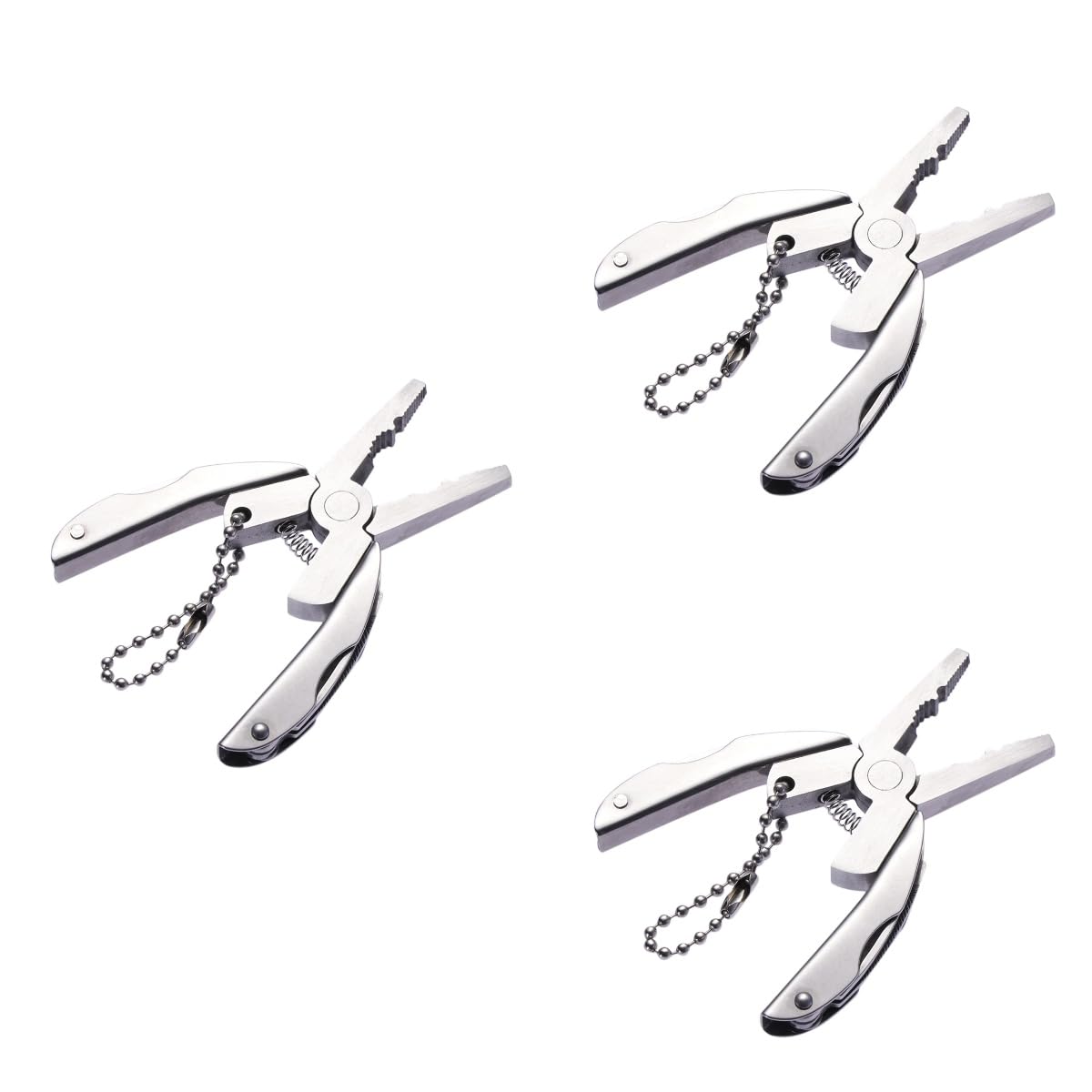 

OUNONA Folding Stainless Set of Pocket Silver Multi-tool, Multi-function Tool, Pliers, Multi-Pliers, Mini, Compact, Steel, 3, Camping, Mountaineering,
