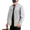 Herrskjorta i denim Ny Randig Retro Krage Casual Långärmad Skjortjacka