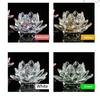 Fiori di Loto di Cristallo Riflessione del Colore Antiscivolo Robusto Vetro Fiore di Loto Decorazione Feng Shui 3 Strati Portafortuna Statuetta Fiore di Cristallo