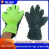 Coral Fleece Five-Finger Car Cleaning Gloves - Chenille Wash Gloves with Yarn Braid Bear Paw Design