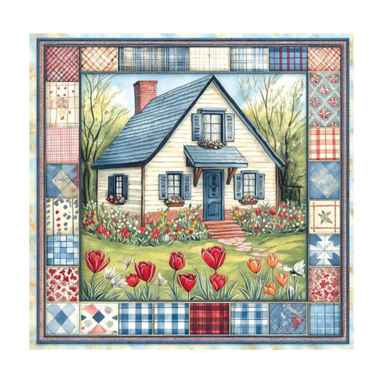 500Pcs/Set Vintage Collage Jigsaw Puzzle Patchwork Bloom House Puzzle Challenge Game Educational Paper Puzzle Toy Holiday Home Decoration A
