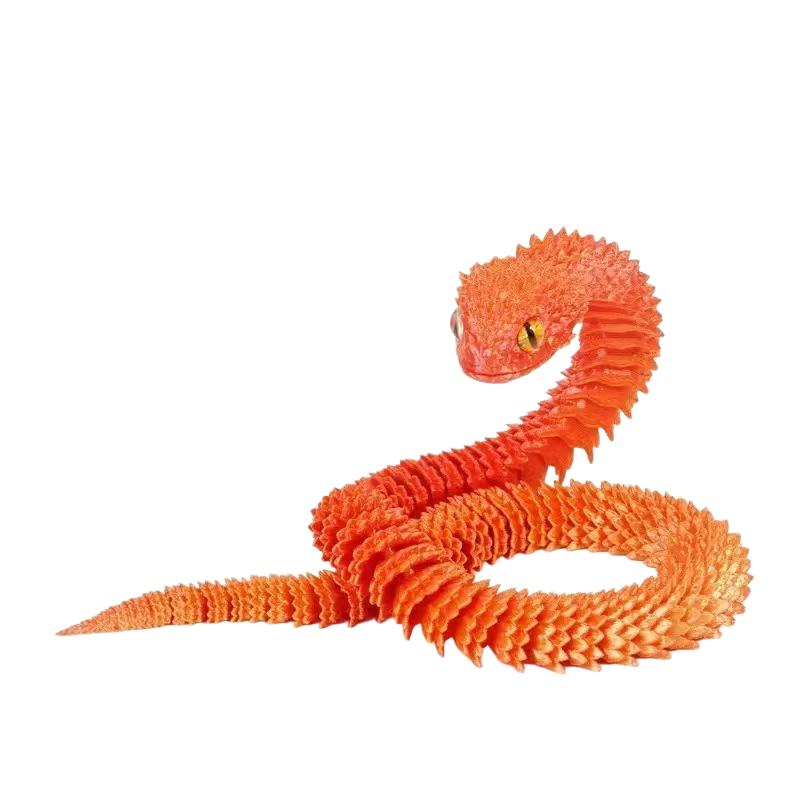 30Cm New 3D Printed Snake Realistic Snake Statue Movable Joint Fidget Toys Simulation Desk Ornament Animal Model Gift