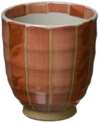 Hasami Ware Teacup with a Tokusa Pattern and Made In 66384 Stripes, Red, Japan,