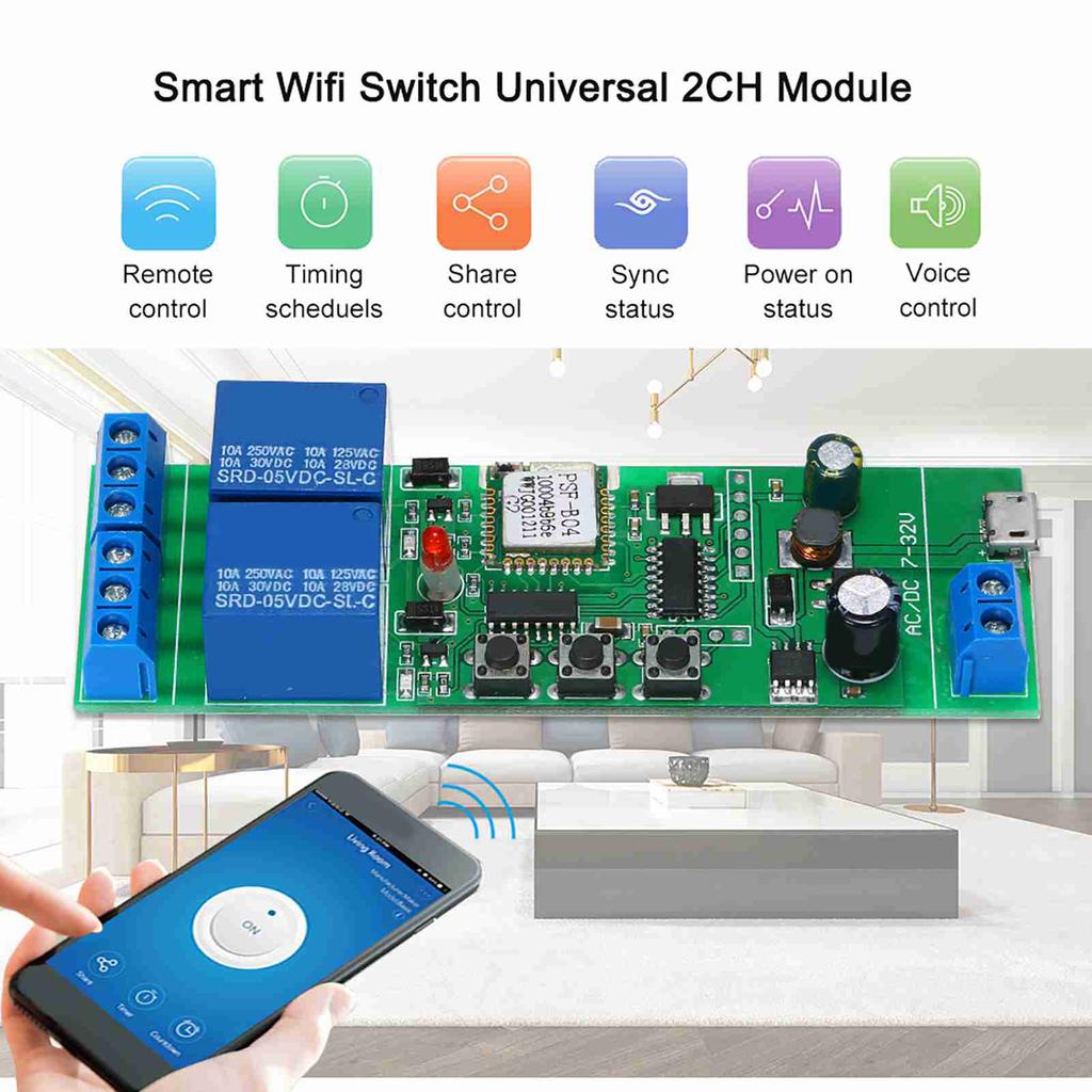 Smart WiFi , Wireless Remote Control Module with Timer and Voice Control, Compatible with for Smart Home