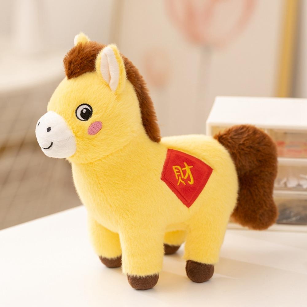 

Lucky Horse Horse Animal Stuffed Toy Soft Horse Plush Doll Pentant Birthday Gift 15CM жёлтый