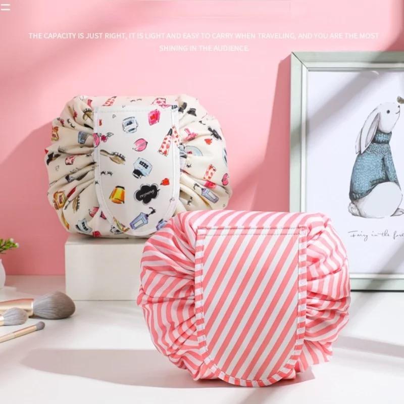 Korean Big Drawstring Capacity Cosmetic Bag Makeup Bag Waterproof Toiletries Storage Bags Travel Kit Ladies Beauty Bag Organizer