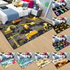 Teppich mit Bauauto-Aufdruck, waschbarer Teppich für Kinderzimmer, Schlafzimmer, Wohnzimmer, Küche, Eingangsmatte, rutschfeste Flanellmatten