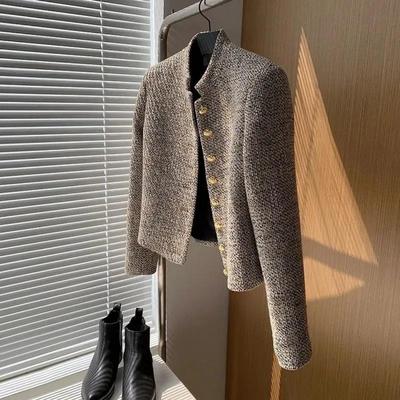 Tweed Korea High Quality Short Tweed Jacket Woman Korean Clothes Single-breasted  Lady Blazer All-match Casual Coat Tops