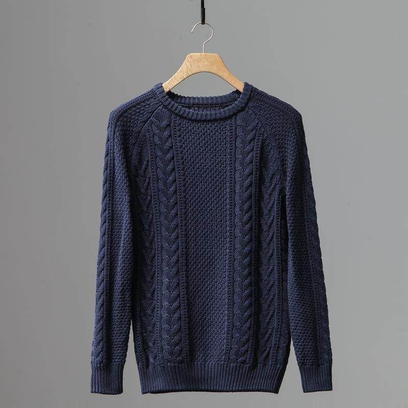 Foreign Trade Overplus Order Men Cut the Tag off Cattle Goods Thick Line Turtleneck sweater Slim fit Trend Fashion Export Twist Knit Outerwear