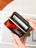 Cute Clip Lock Women's Coin Purse Retro Solid Color Bifold Kiss Lock Small Wallet Simple PU Leather Lipstick Portable Pocket Bag