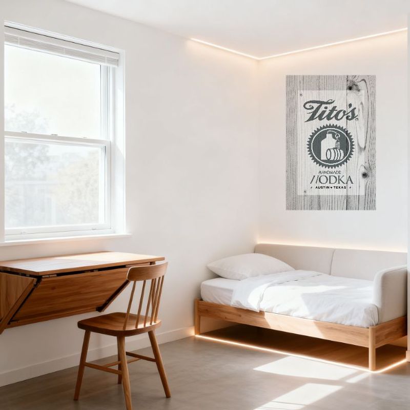 Tito’s Handmade Vodka Austin Texas Metal Tin Sign Vintage Rustic Wood Background Art for Bar Cafe Man Cave Home Decor