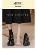 Women's Black Velcro Slip-on Height-Increasing Oxford Loafers, Thick Sole, Autumn 2025.
