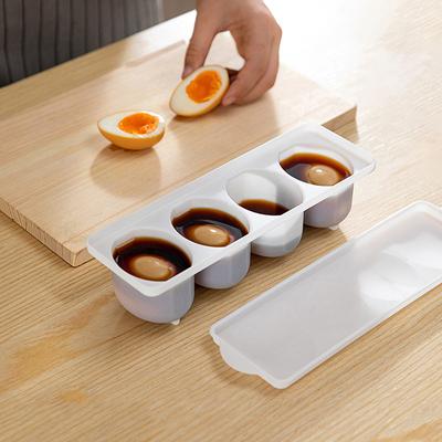 Eierkochbox mit Fächern, versiegelte Eierbox für geschmorte Eier für weich, mittel und hart gekochte Eier, 4-Gitter-Design, Kochutensilien