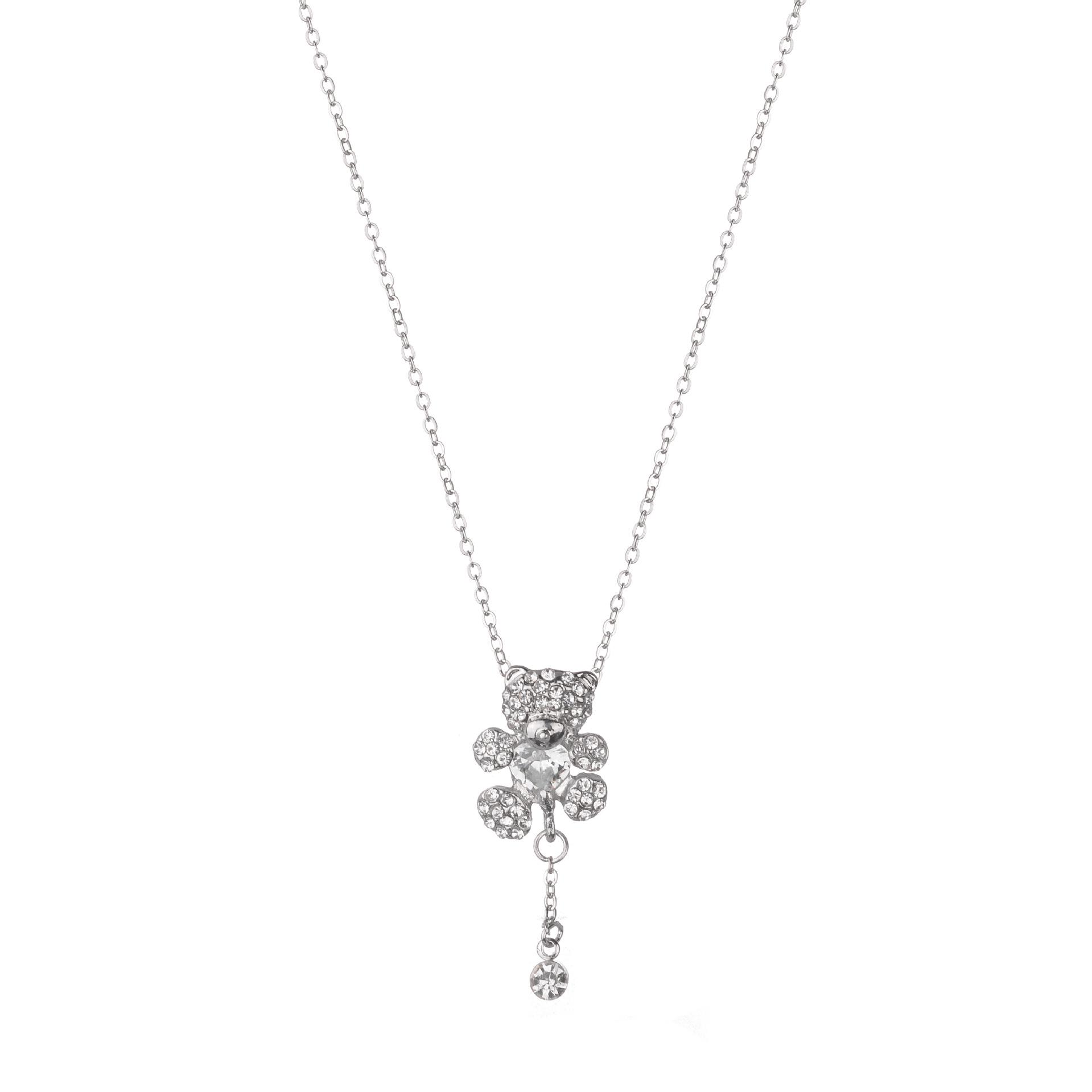 European and American Rhinestone Crystal Bear Necklace Sweater Chain