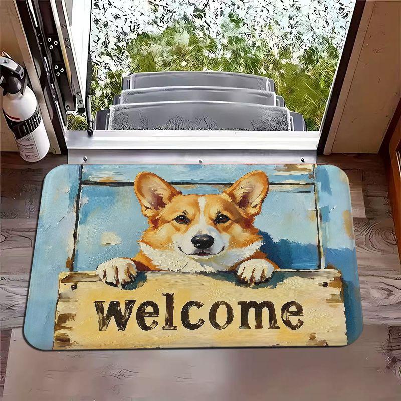 Playful Cartoon Dog Printed Anti Slip Dust Doormat Design Floor Rug for Household Indoor Front Welcome Entryway Home Decor Mat