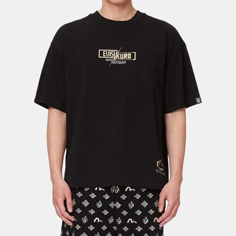 Evisu Straight Fit T Shirt Men's Black Gift Recommendation 2ESGNM1TS566BZ