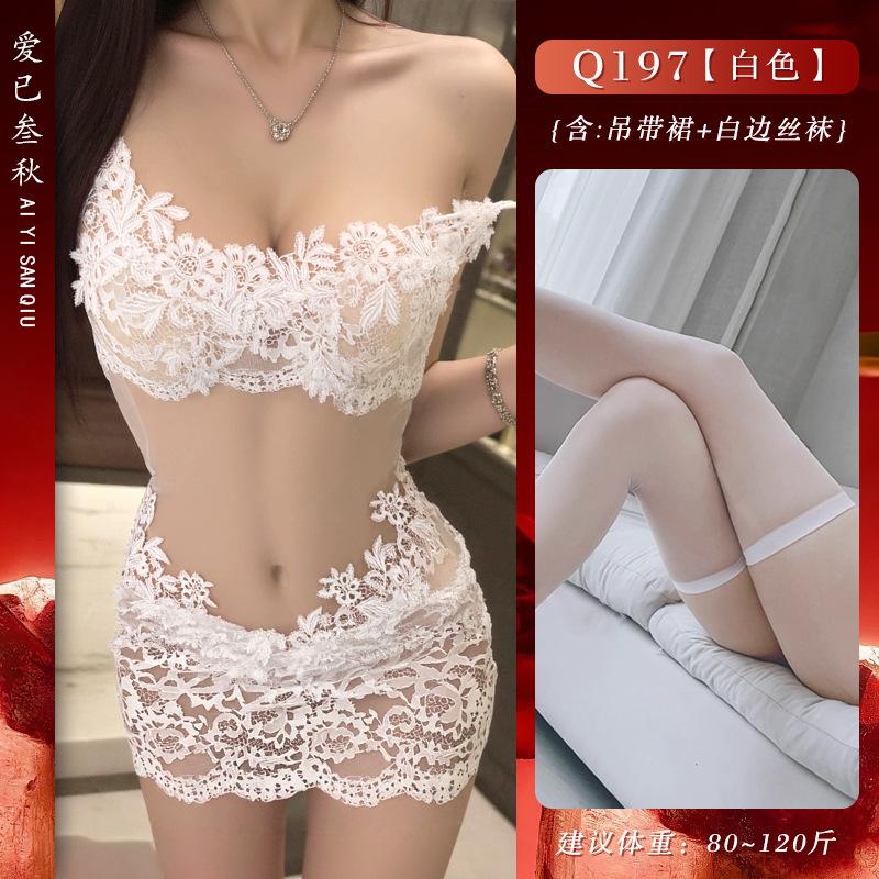 Sex underwear sexy uniform pure desire floating flower suspenders large size perspective nightdress passion mesh suit
