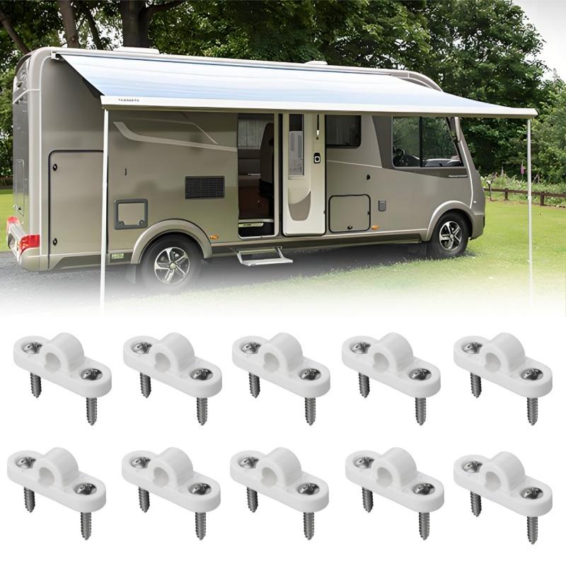 10 Set Horizontal Plastic Wall Eyes Set With Screws Mounting Axes For Tent Roof Rod Universal RV Caravan Sunshade Accessories