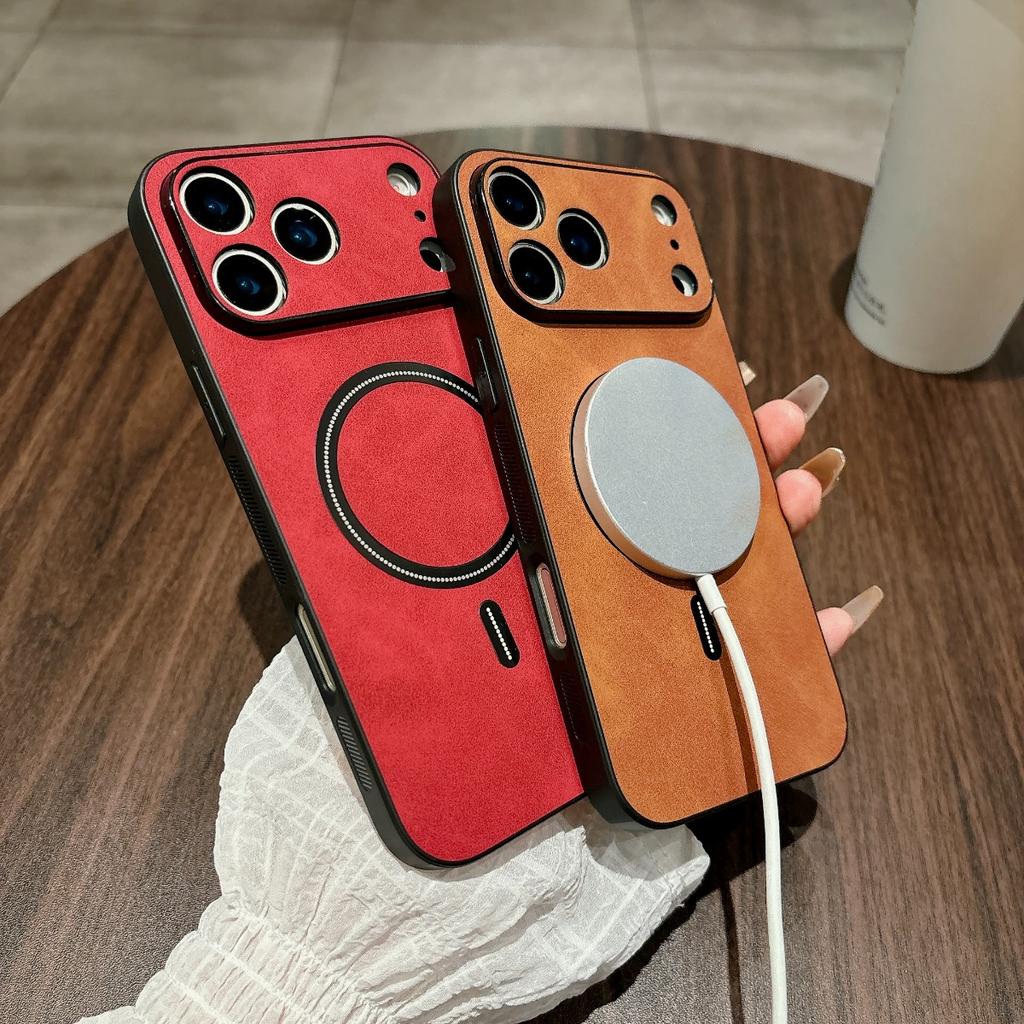 Magnetische Lederhülle für iPhone 17 Pro Max 17 Air 17Pro Cover Magnet für MagSafe Stoßfest Rundum-Kameraschutz Schutzhülle