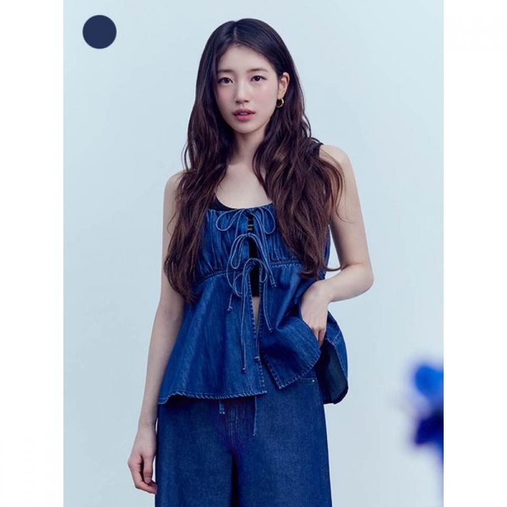 

[guess] One Wash Sleeveless Ribbon Blouse Yp2d2257 BBK/XS