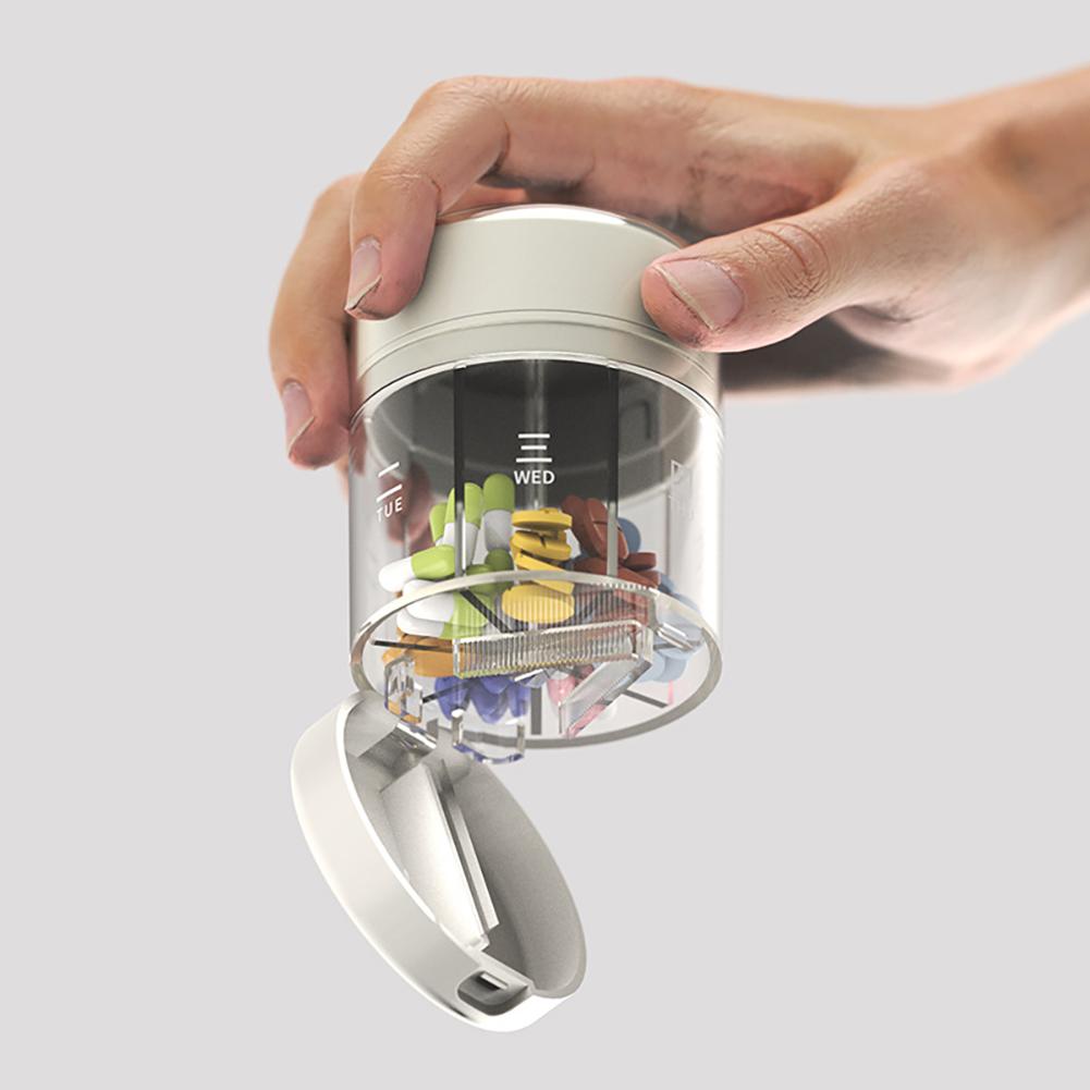 7-Day 2In1 Pill Cases Portable with Pill Cutter Travel Vitamin Box Pill Organizer Container Organizer Storage Fish Oils Hygienic Medication Organizer