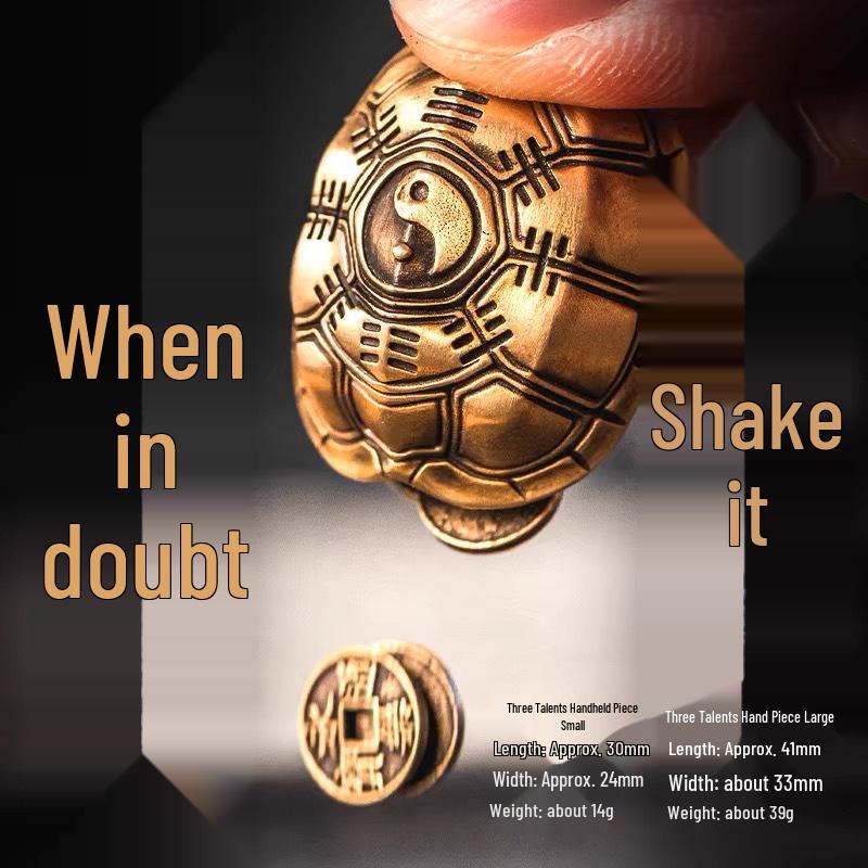 Brass Retro Distressed Tortoiseshell Sancai Handheld Zhouyi Bagua Stress Relief Play Piece