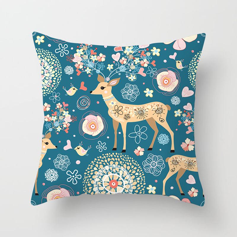 Wish Home Christmas Snowflake Digital Printing Peach Skin Car Pillow Cushion Pillow Case