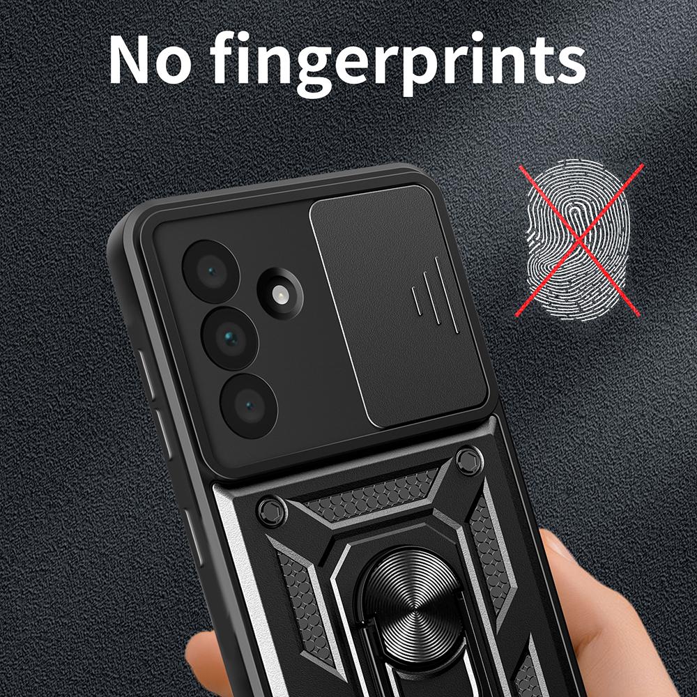 For Samsung Galaxy A36 5G Case with Slide Camera Lid PC+TPU Kickstand Phone Cover