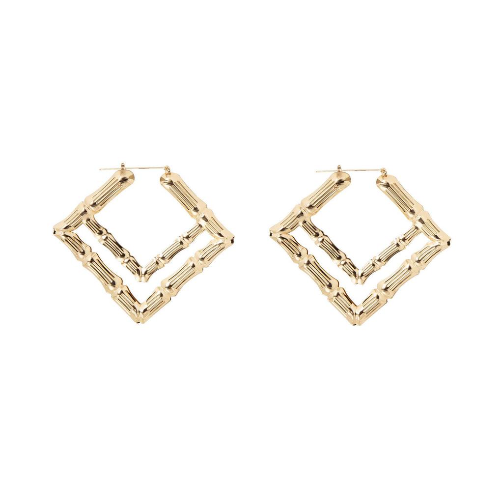 Gold Hip Hop Bamboo Hoop Earrings – Extra Large Exaggerated Circle Studs