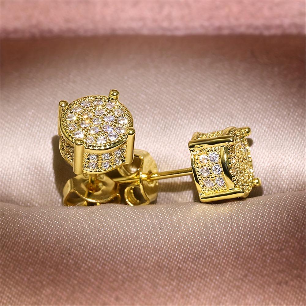 Stylish Unisex Round Stud Earrings with Rhinestones
