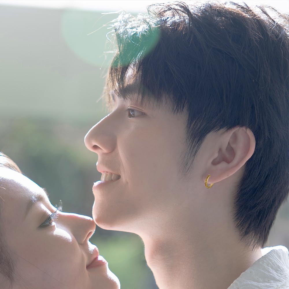 FANCIME Natural Stone Earrings for Men and 11 Natural Citrine 14K Gold Hoop Single November Always Perfect Gift for Anniversaries Women, Stones,