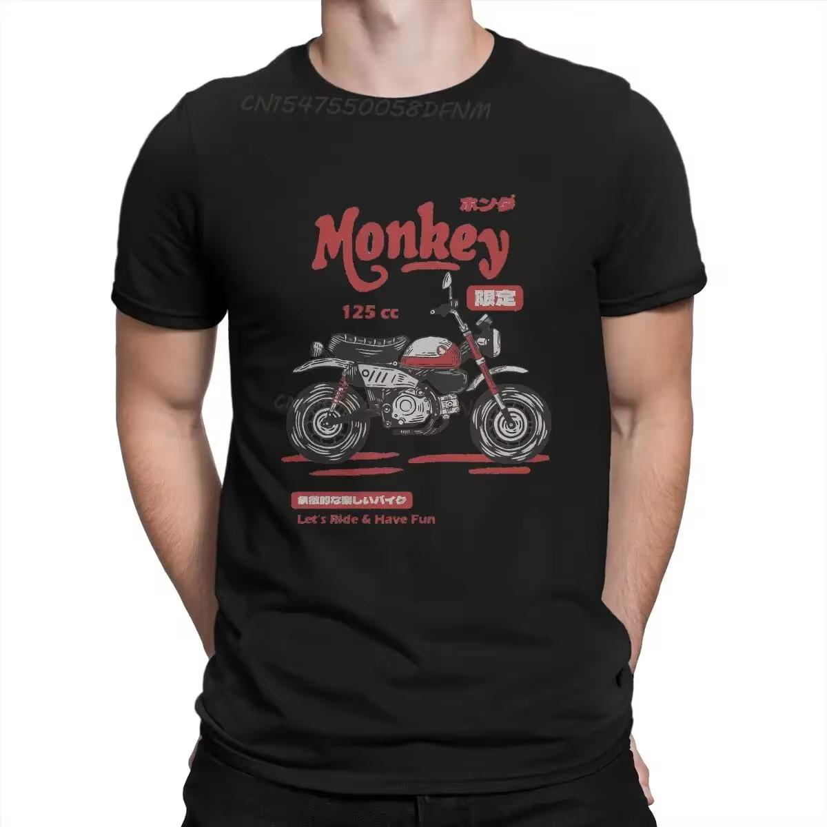 

Honda Monkey Black Edition Классическая мужская футболка Мотоциклетные гонки Летние топы Мужские футболки Футболка из чистого хлопка Vinatge XXL