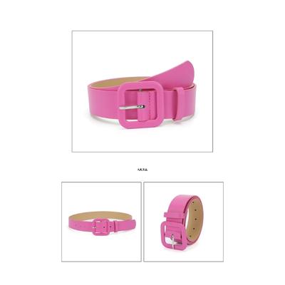 Candy Color PU  Belt Wide Waist Strap with Square Buckles  for Women Casual Outfits