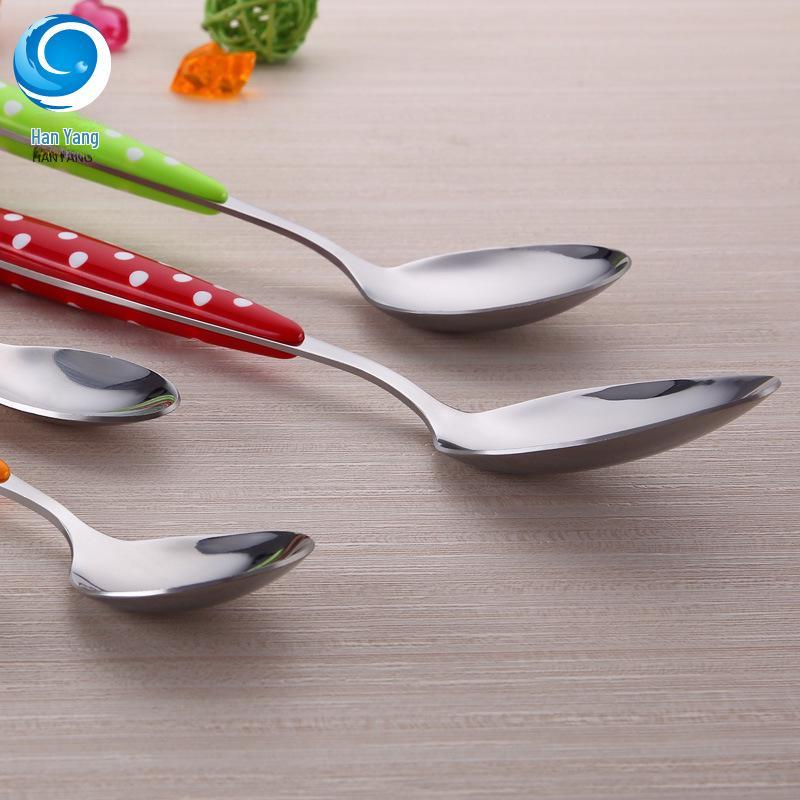 Colored Polka Dot Stainless Steel Spoon and Fork Set with Clip Handle