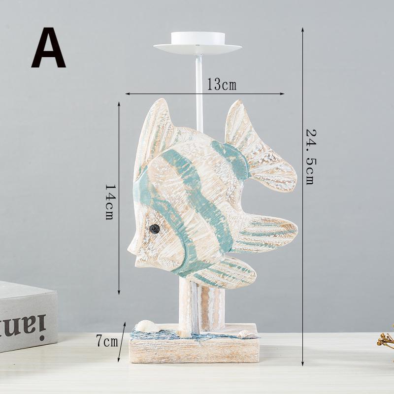 

Ocean Fish Shaped Candle Holder Decoration Desktop Decoration Handicrafts Gifts Wooden Starfish Candle Holder Display Rack Home