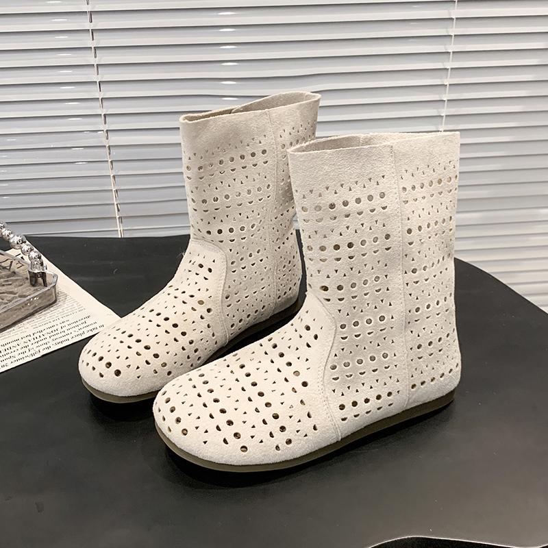 Fashion High quality breathable mesh summer women's flat ankle boots 2025 summer women's boots fashion lace boots 35-40