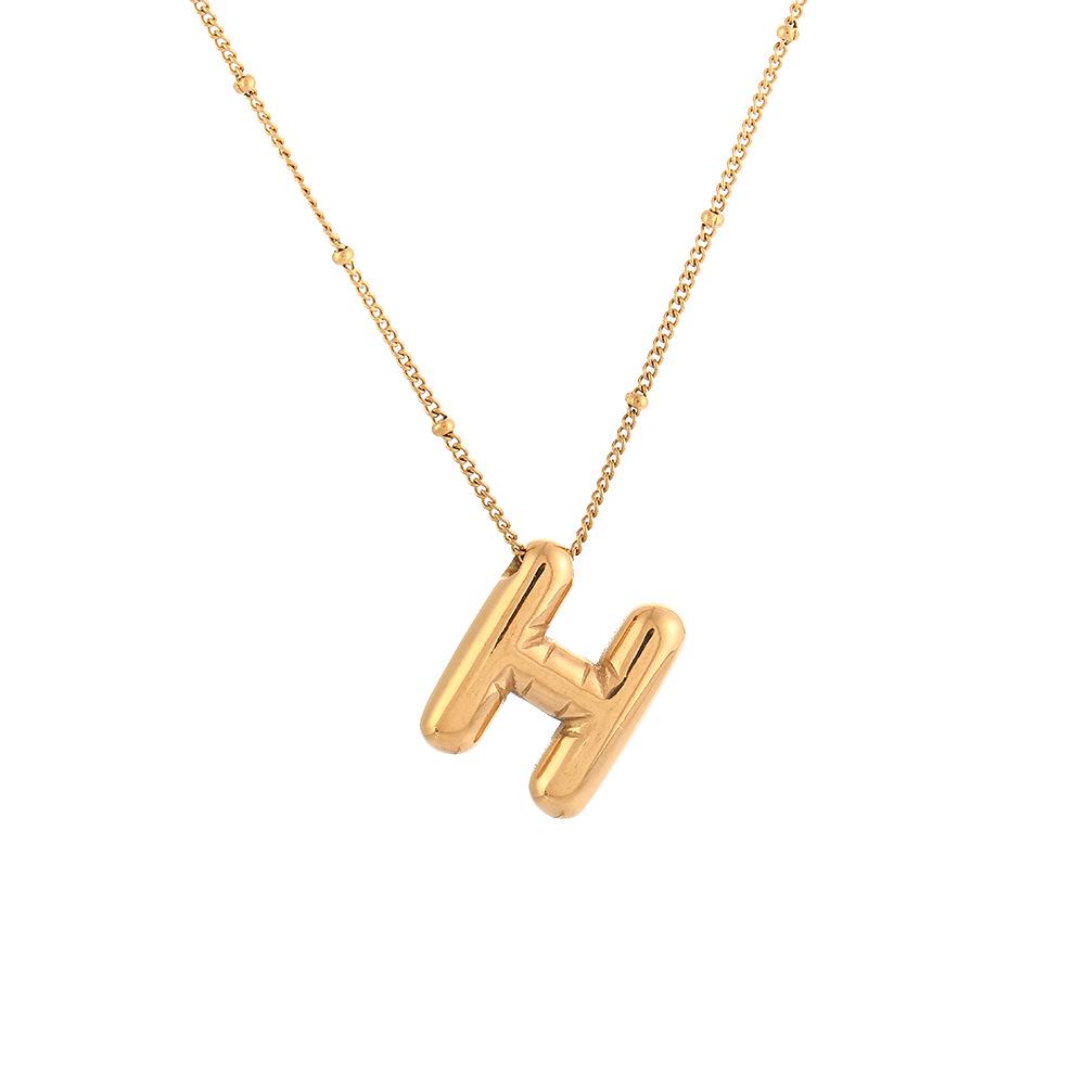 Stainless Steel 18K Gold Plated Alphabet Pendant Necklace