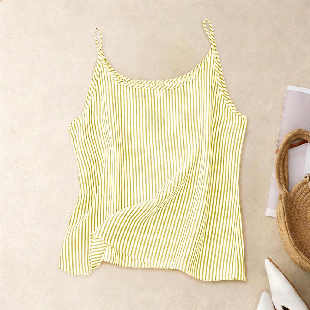 Women's Fashionable Loose Casual Summer Cotton Linen Camisole T-shirt