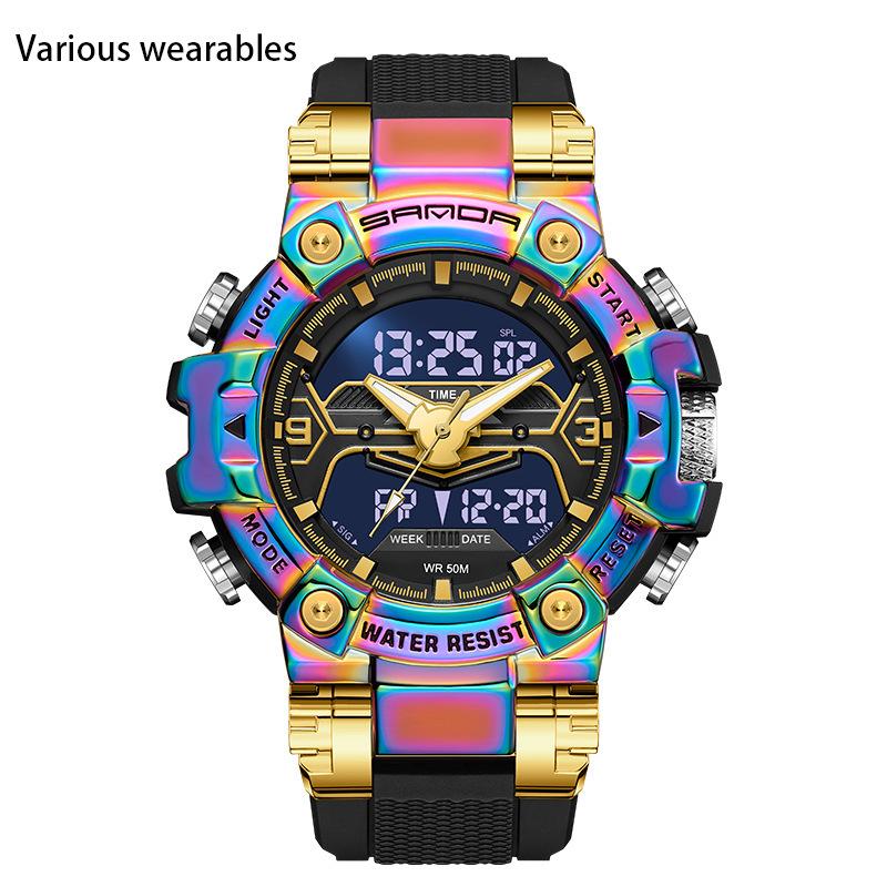 Neue elektronische Uhr, multifunktionale Modetrend-Herrenuhr, coole Uhr, im Dunkeln leuchtend, wasserdicht, stoßfest, Wecker, Herrenuhr