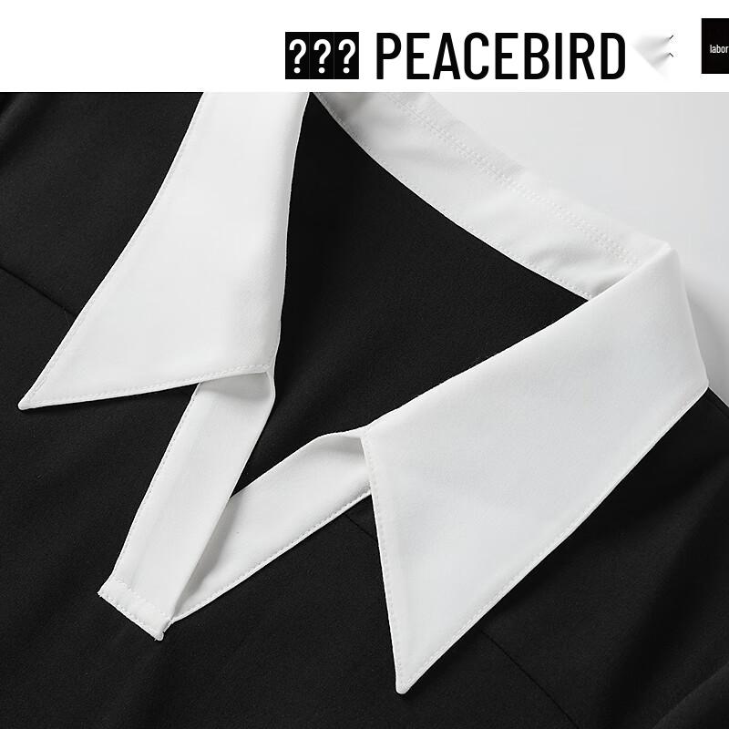 PEACEBIRD Women's College Style Color Block Short Dress