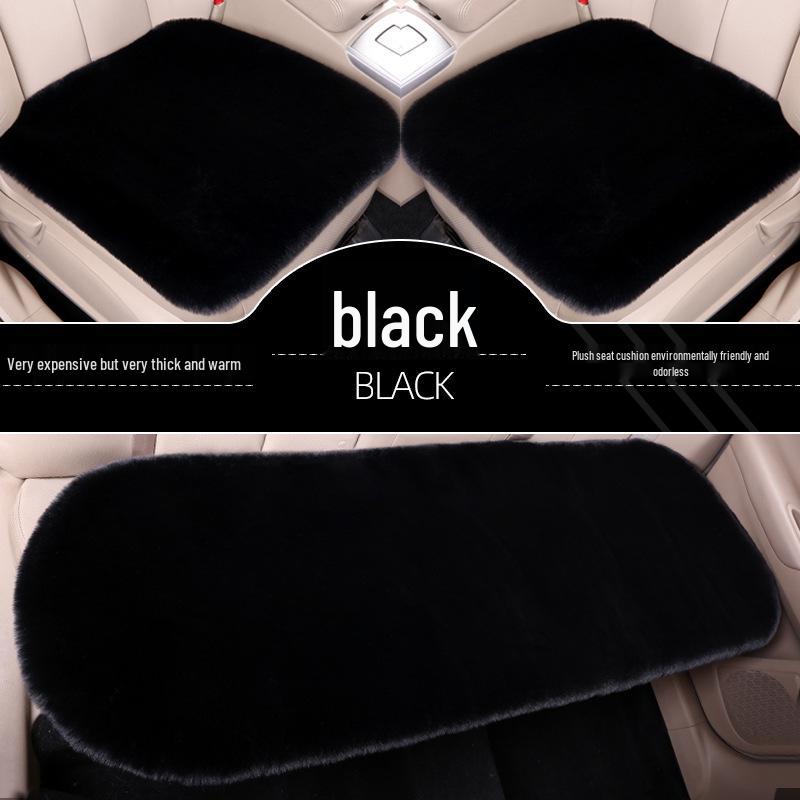 Winter Plush Car Seat Cushion Set: Thick Short Pile, Wool, Rabbit Hair, Non-Slip, 3-Piece