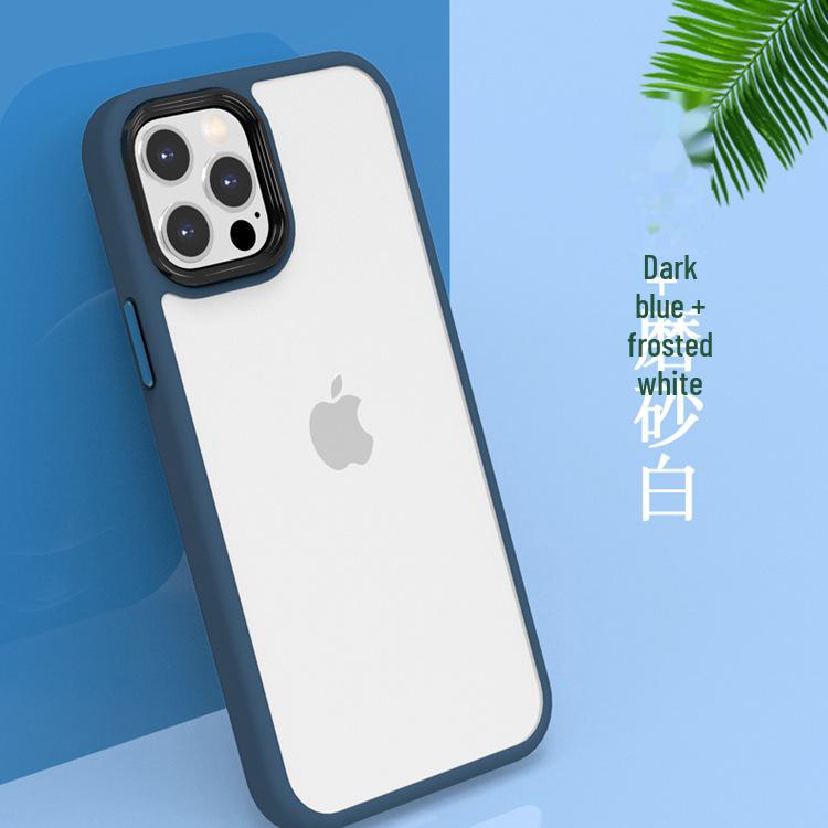 

Матовый акриловый защитный чехол для iPhone 13 с металлическими кнопками для Apple 14 - чехол для мобильного телефона Skin-Feel iPhone 13 синий