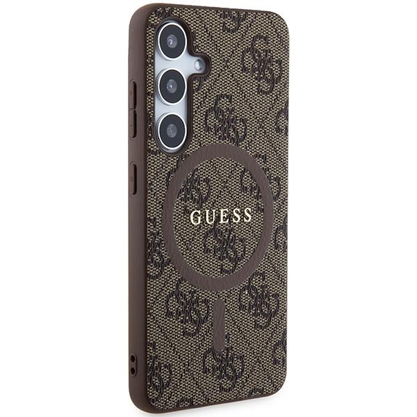 Guess Guhms24Sg4Gfrw S24 S921 Brązowy/Brown Hardcase 4G Collection Leather Metal Logo Magsafe