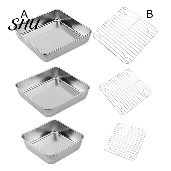 Roasting Pans Anti-deformed Baking Pan Unbreakable Stainless Steel Smooth Cookie Sheet Edges Square Food Plate Household Supplies