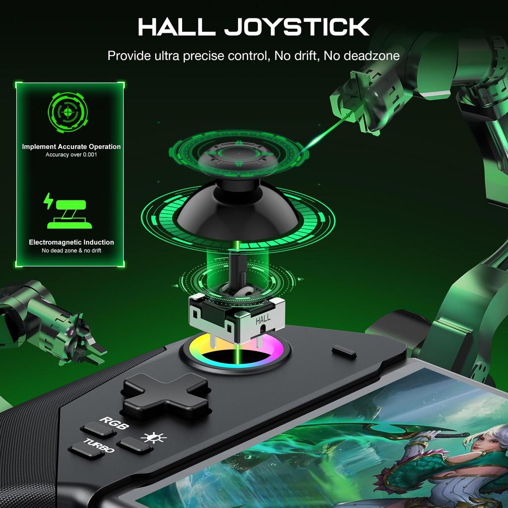 Kabelový ovladač pro OLED Funkce a vibrace RGB a pohodlný úchop se 4 sloty pro karty Switch/Switch - Gyro, Turbo, Ovládání, Osvětlení,