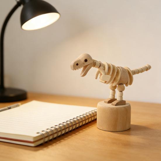 Wooden Finger Puppet Toy Cartoon Mini Desktop Movable Elephant Tiger Dog Puppet Figurine for DIY Crafts Home Party Decoration