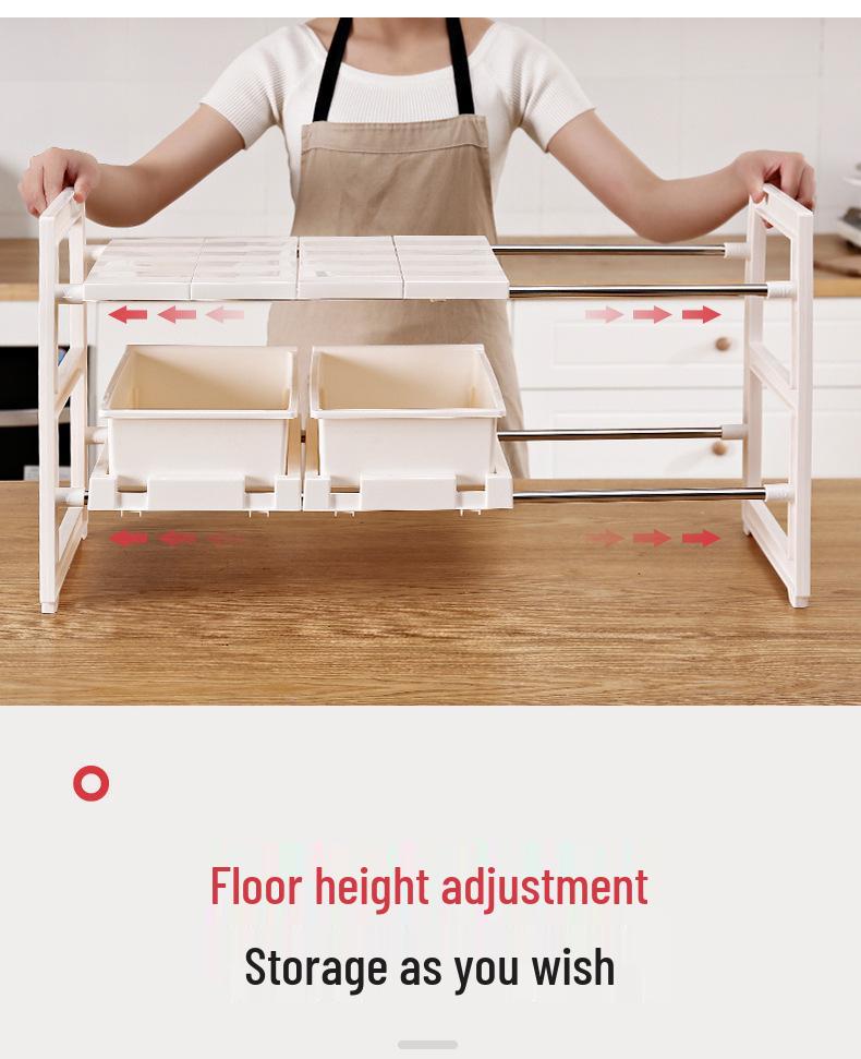 Retractable Stainless Steel Under-Sink Organizer with Pull-Out Drawer