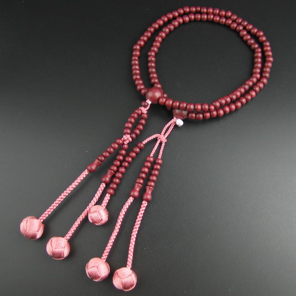 WONDERFUL LOTUS Nichiren Sect Prayer Beads Purple Heart Double Size 8 Size S Round Beads Purple Natural Wooden Prayer Beads Odamaki Sanskrit Tenbou
