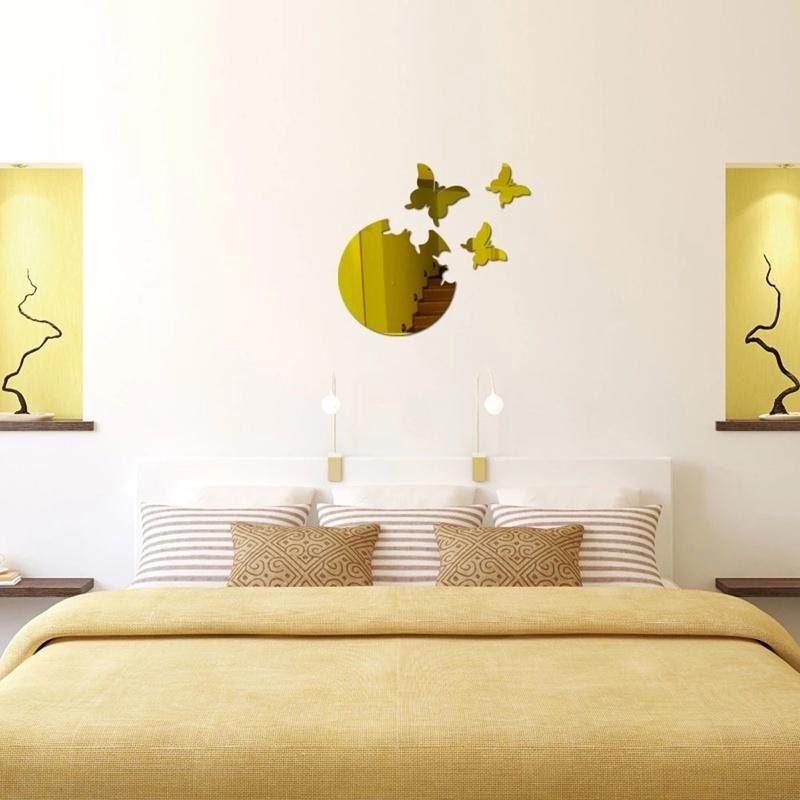 4pcs 3D Butterfly DIY Mirror Wall Sticker Aesthetic Room Decor Stickers Decal Bedroom Bathroom Home Decor Treandy Wall Decor