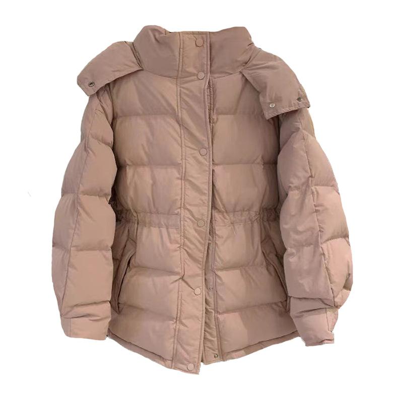 Waist down jacket women's medium and long 2024 winter fashion hooded sweet thickened white duck down slim coat